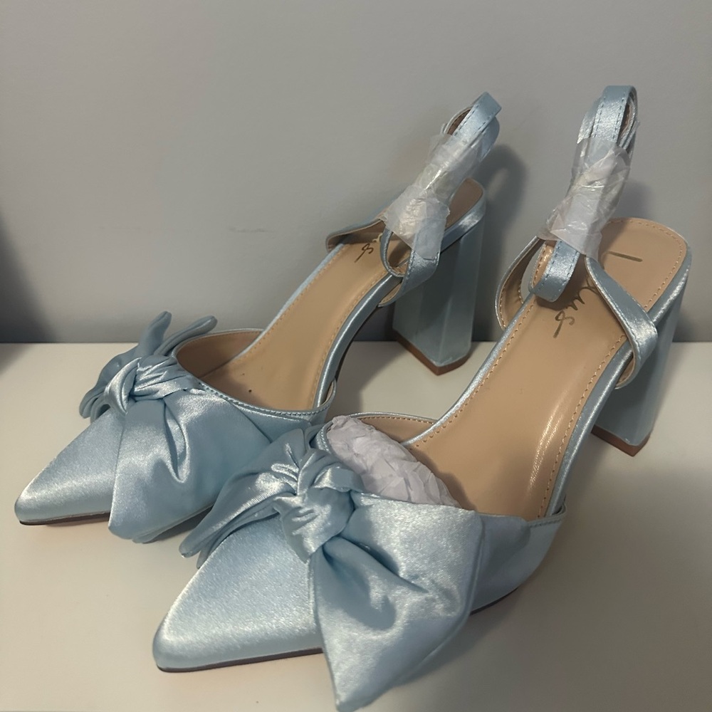 Lulu's Light Blue Satin Heels
